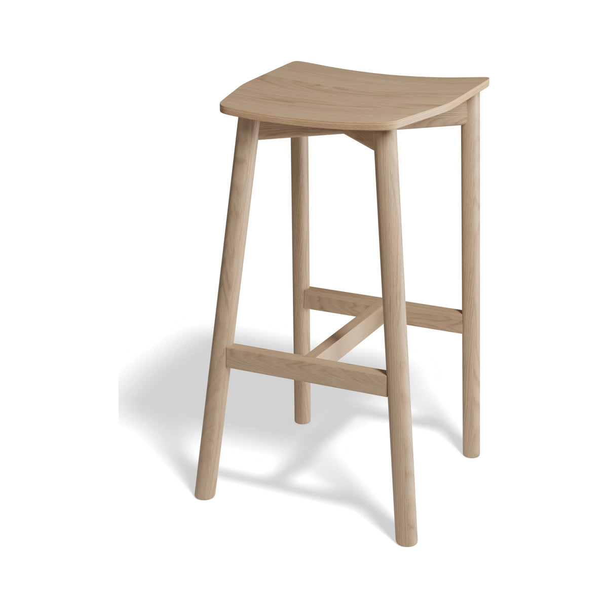 Andi Backless Bar Stool in natural ash, rear three-quarter view