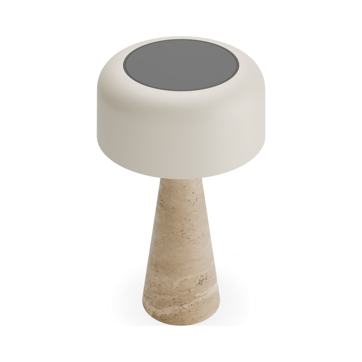 Aura solar lamp from above, showing the solar panel on the shade