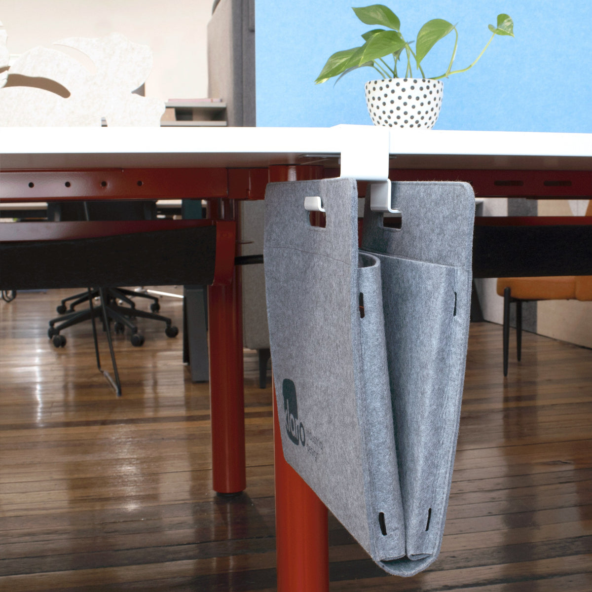 BAG caddy hung from a desk