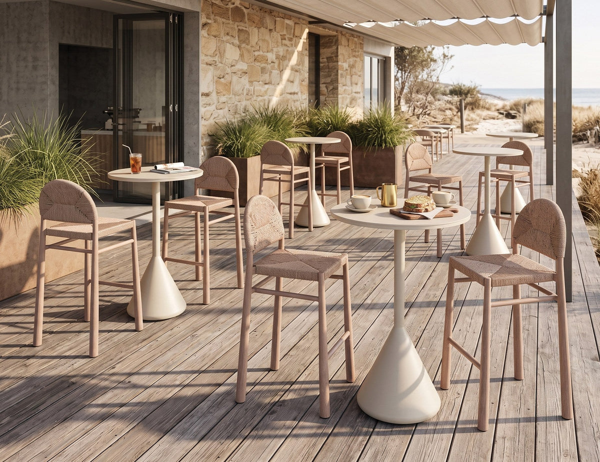 Calete Outdoor Bar Stool in a styled interior