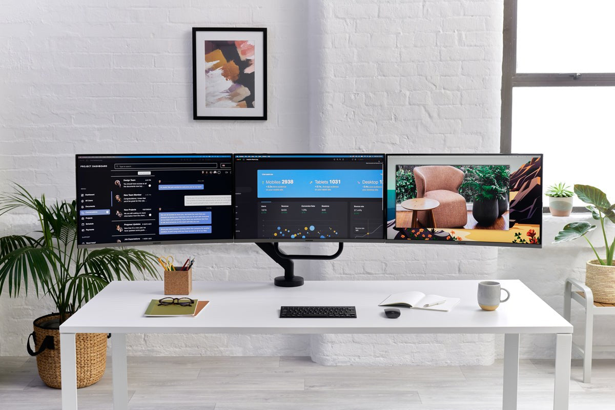 cbs-flo-x-multi-monitor-arm in a styled interior