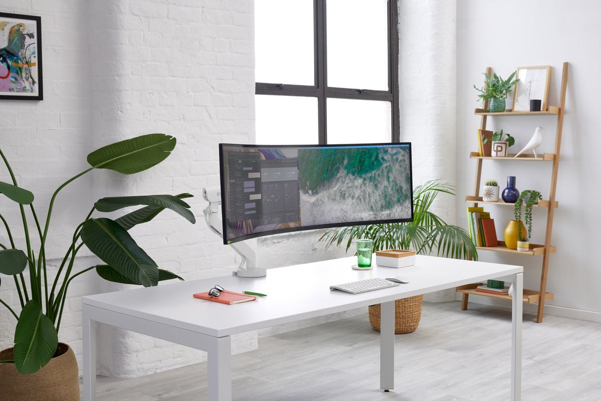 cbs-flo-x-multi-monitor-arm in a styled interior