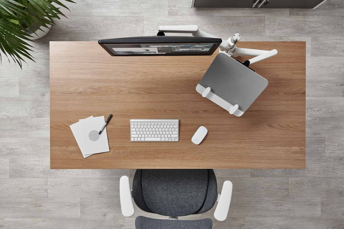 cbs-lima-monitor-arm-with-laptop-mount in a styled interior
