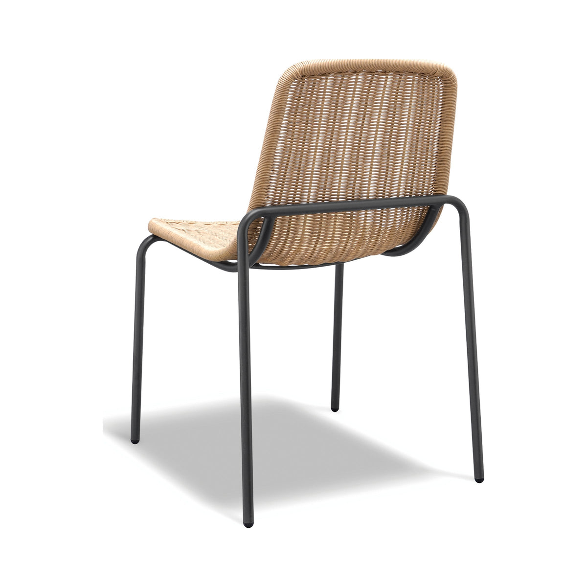 Cenote dining chair with charcoal frame, rear three-quarter view