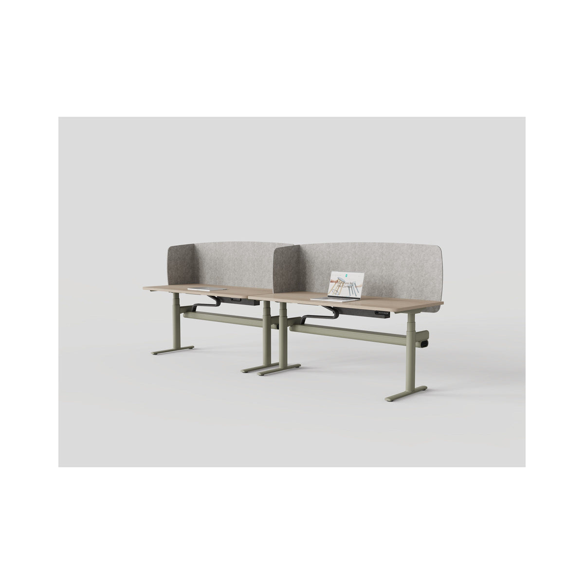 Cicada screens on back-to-back desks