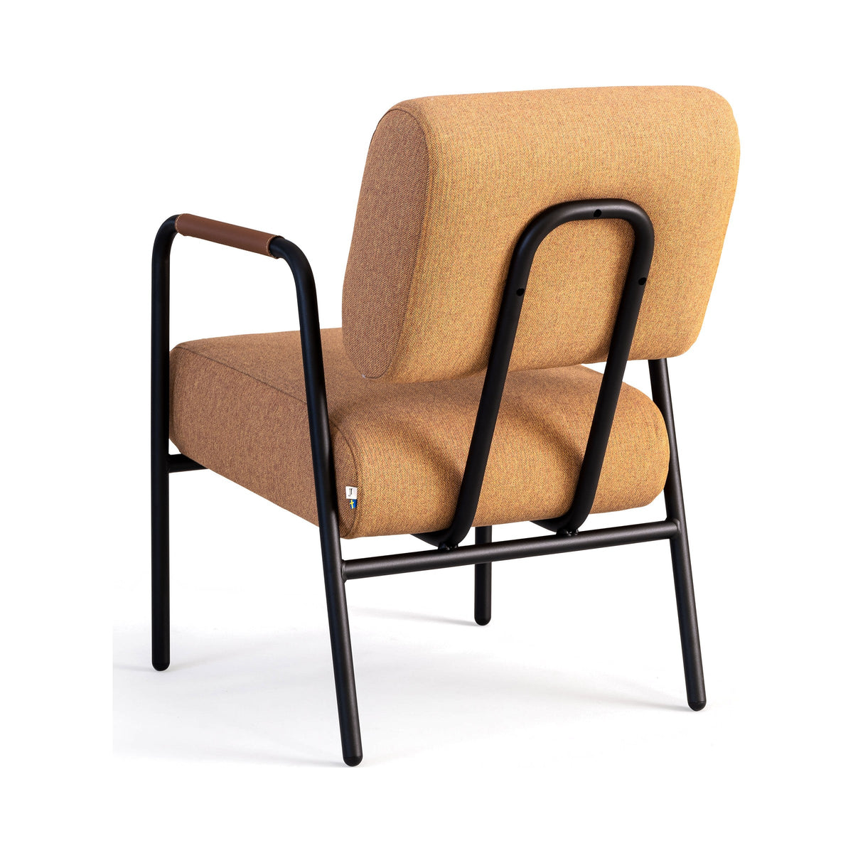 Cosmo Easy Chair in ochre fabric, three-quarter view