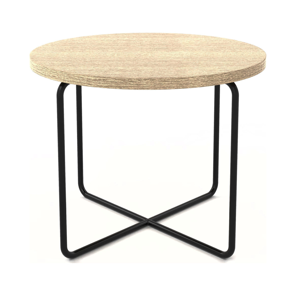 CT coffee table frame in black with a round timber-look top