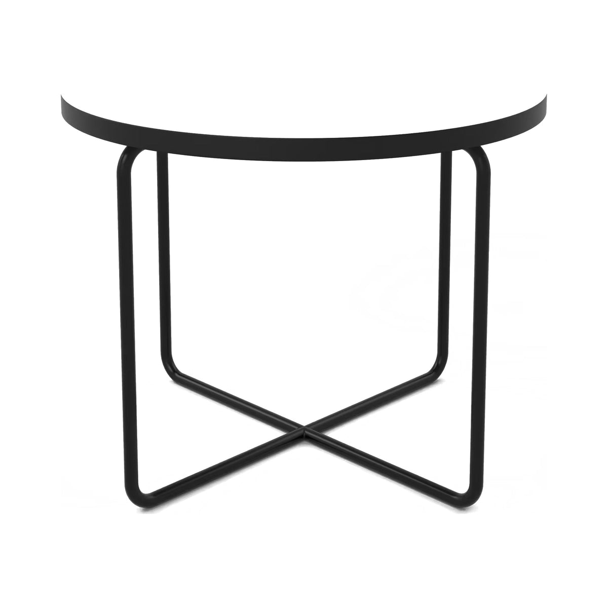CT coffee table frame in black with a round white top