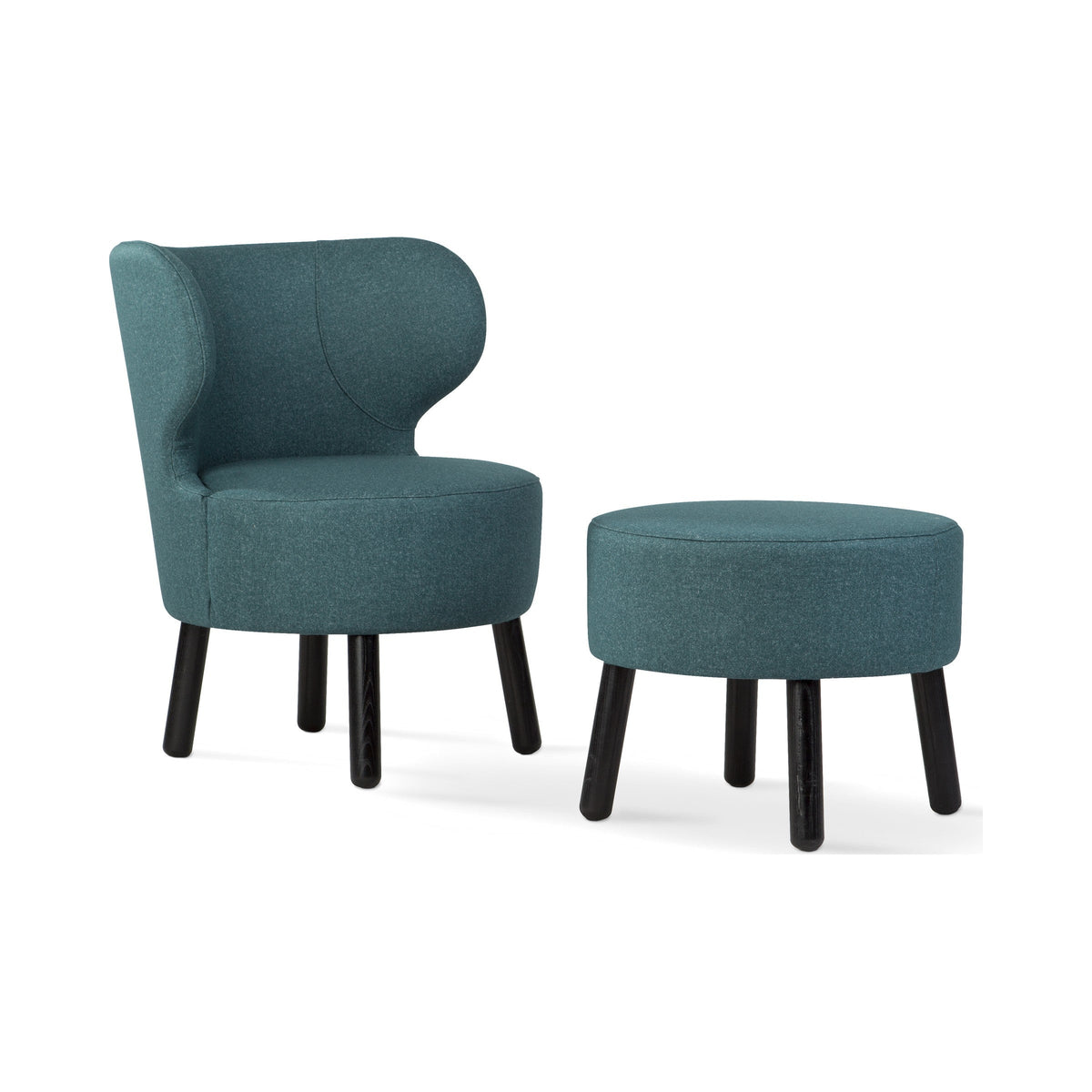 Cute Easy Chair and Pouf in teal
