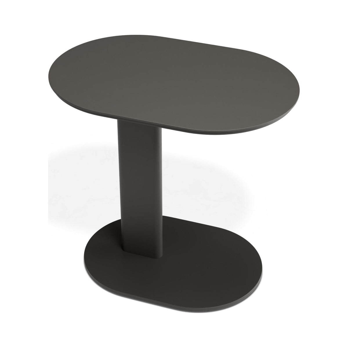 Deck outdoor side table in charcoal, viewed from above