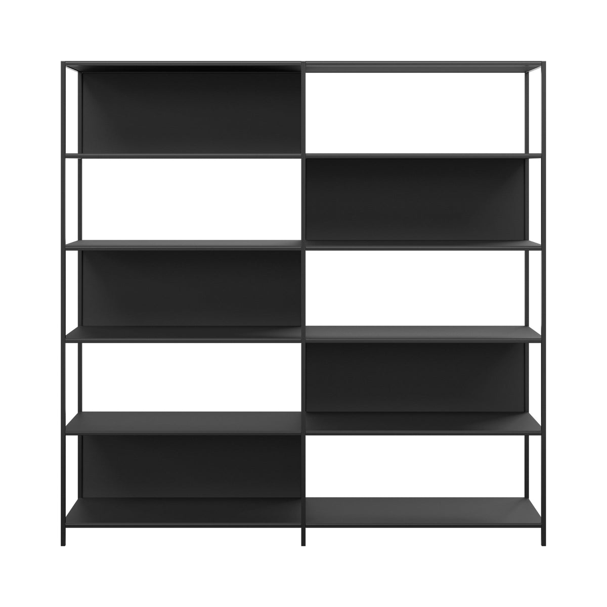 Gambit welded shelving unit in black, front view