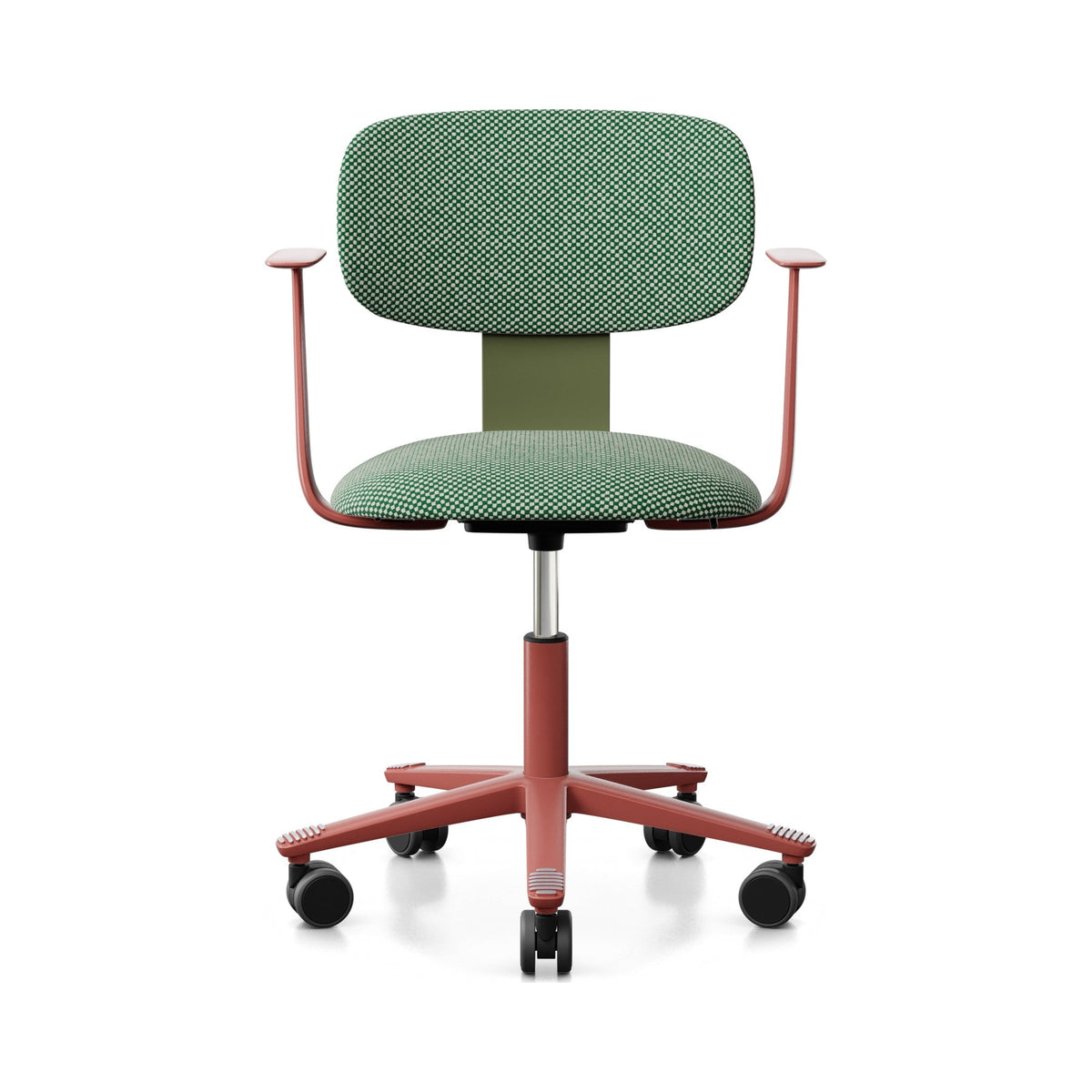 HÅG Tion 2160, fully upholstered in Vidar 4 moss grey on a blush rose base, front view