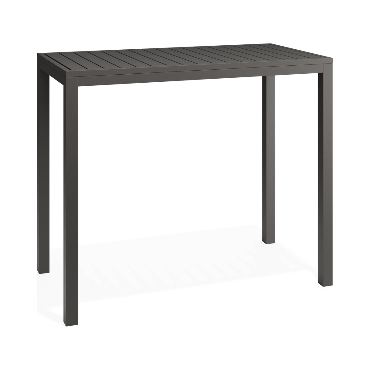 Halki 1250 mm high bar table in charcoal, viewed from above