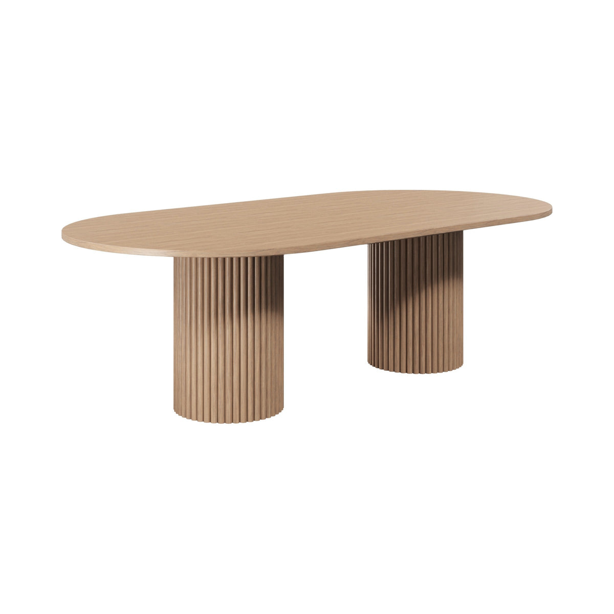 Harmony pillar boardroom table in oak-look with two fluted pillars