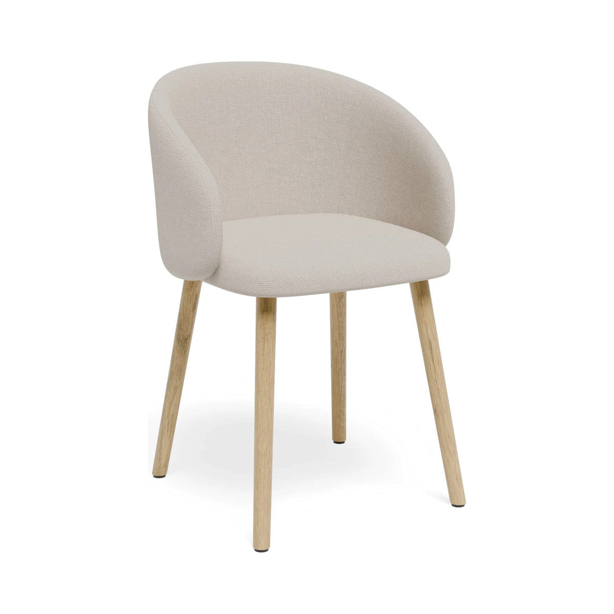 Henley Dining Chair in Fawn Beige with timber legs, three-quarter view
