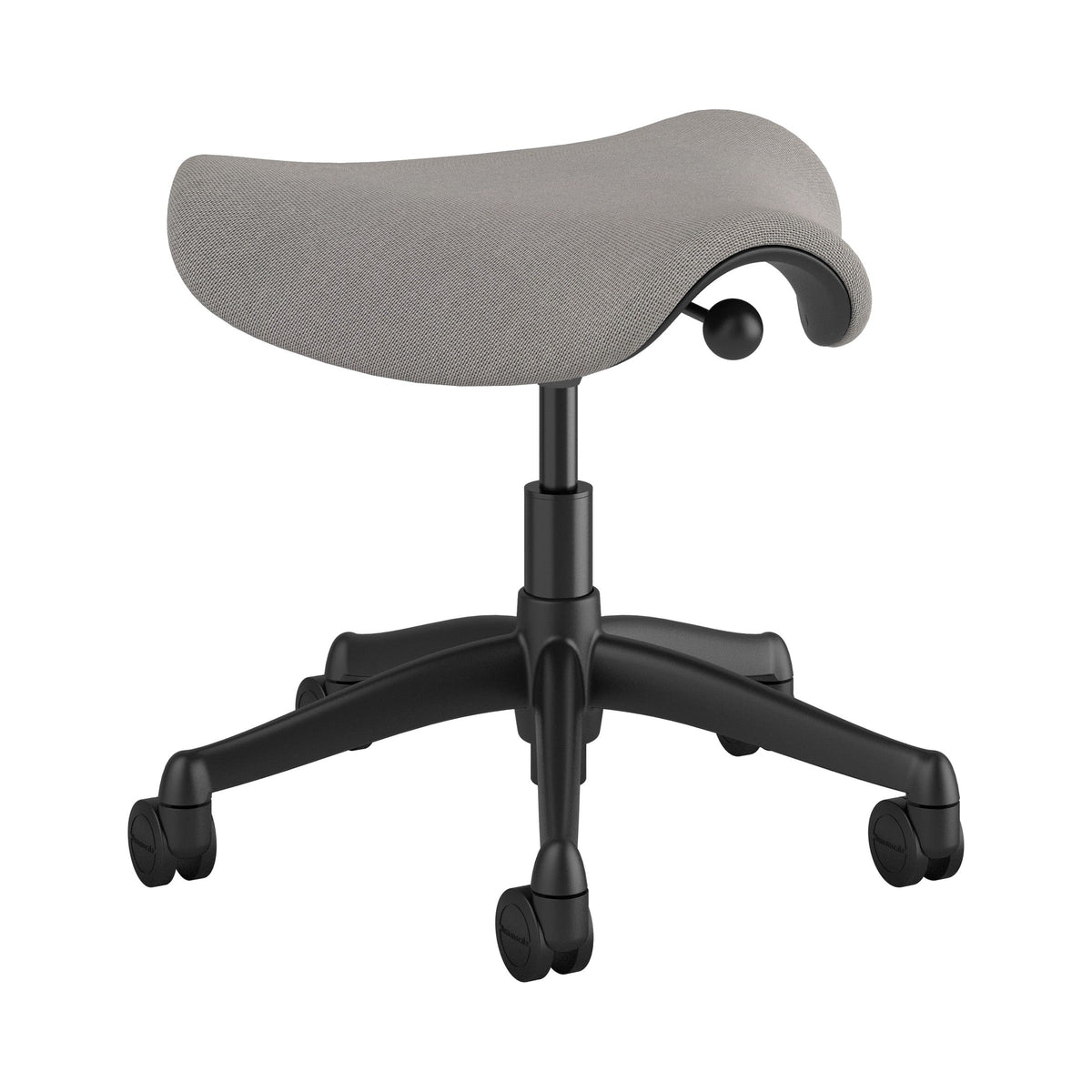 Saddle stool, three-quarter view