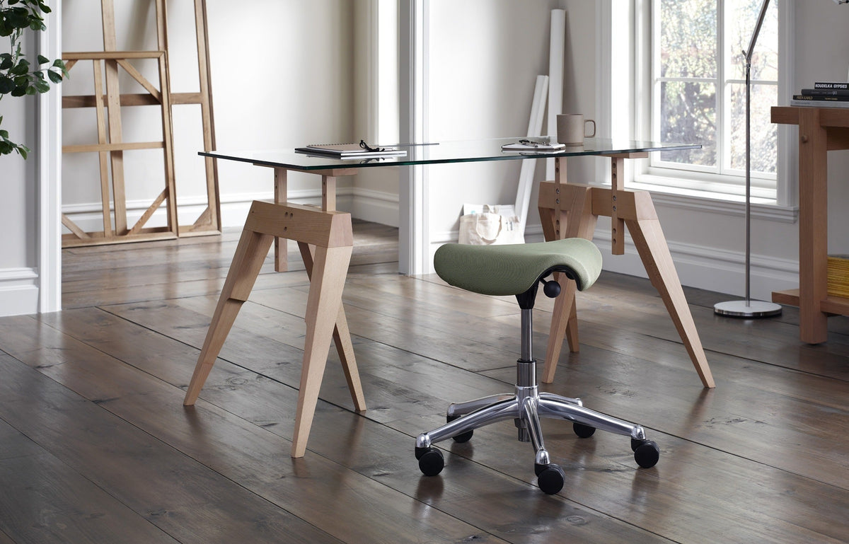 Pony Saddle stool at a desk