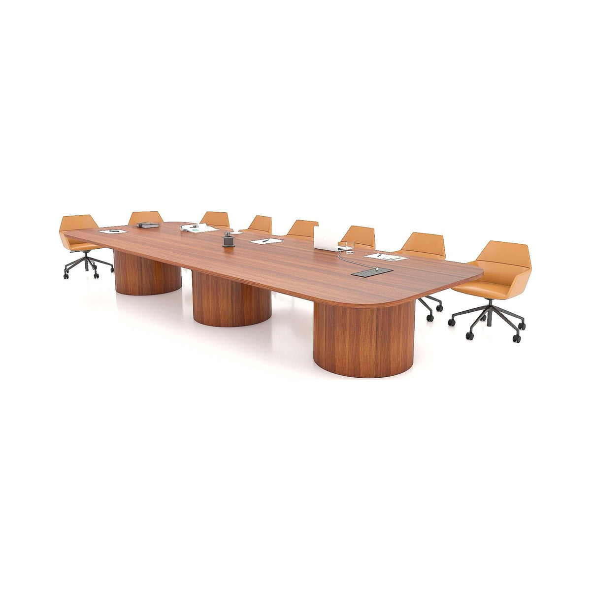 Knox triple-base boardroom table in timber