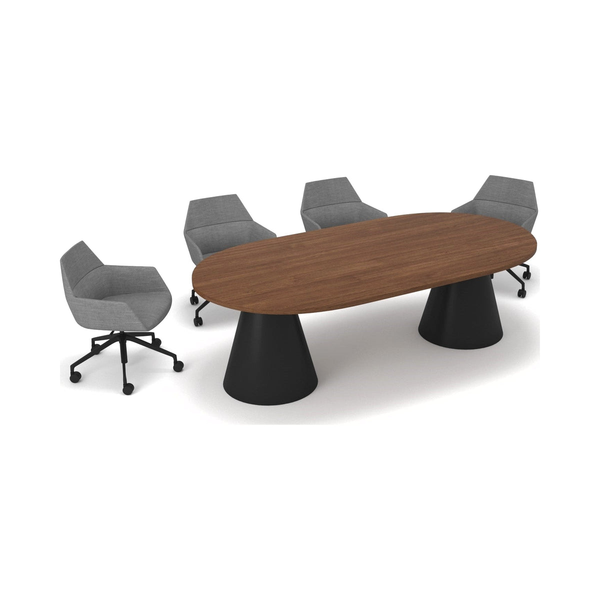 Kone dual-base table in black with a timber top
