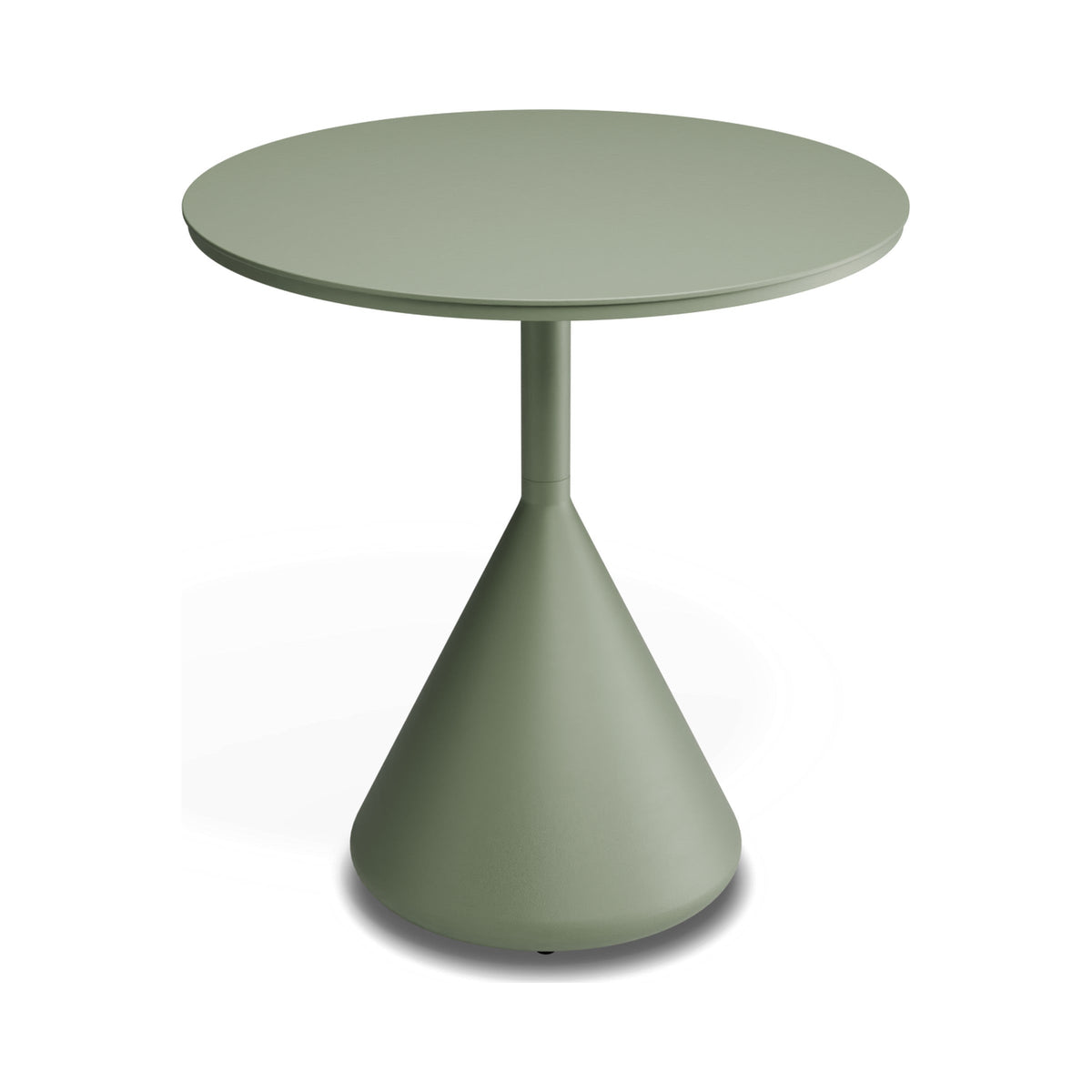Kora café table in eucalyptus green, three-quarter view