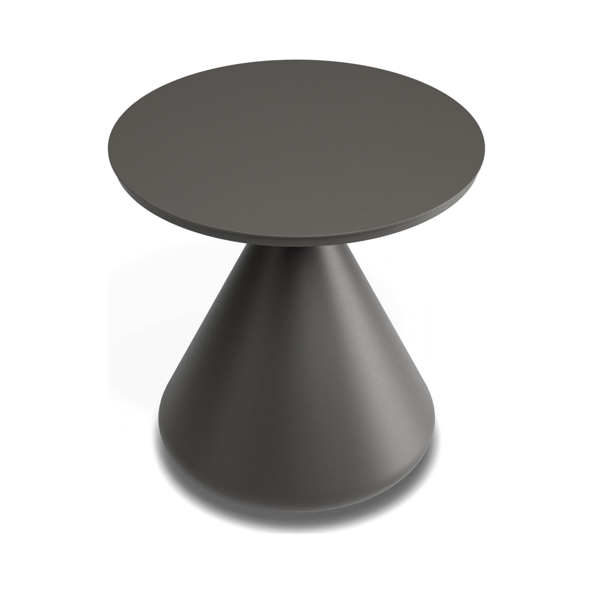 Kora outdoor side table in charcoal, viewed from above