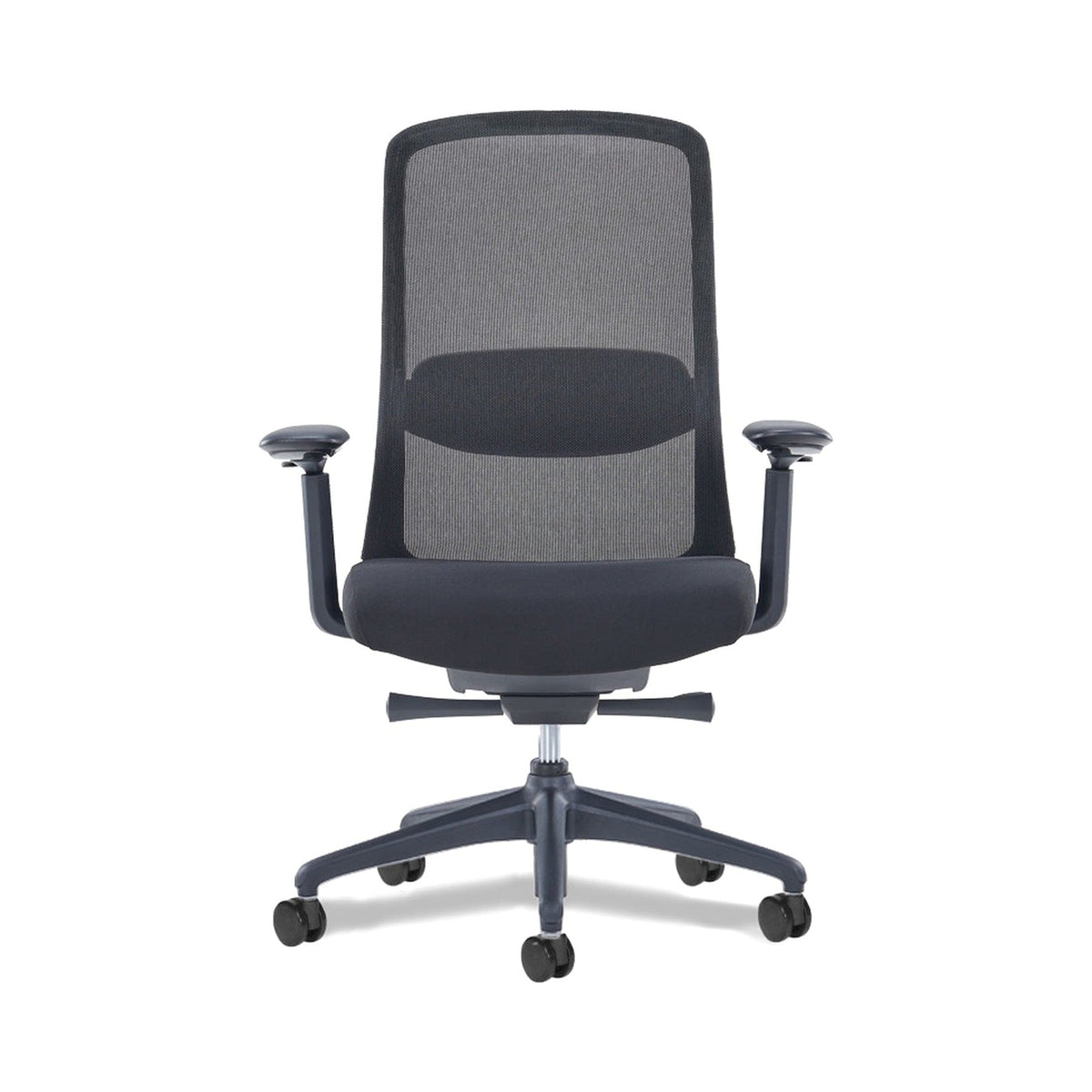 Kyoto Ergonomic Task Chair in black, straight-on front view