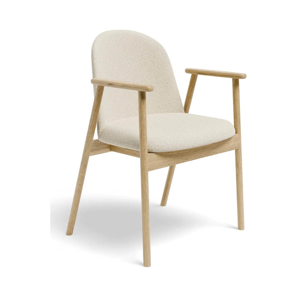 Lina Armchair in Ivory Cream boucle, three-quarter view
