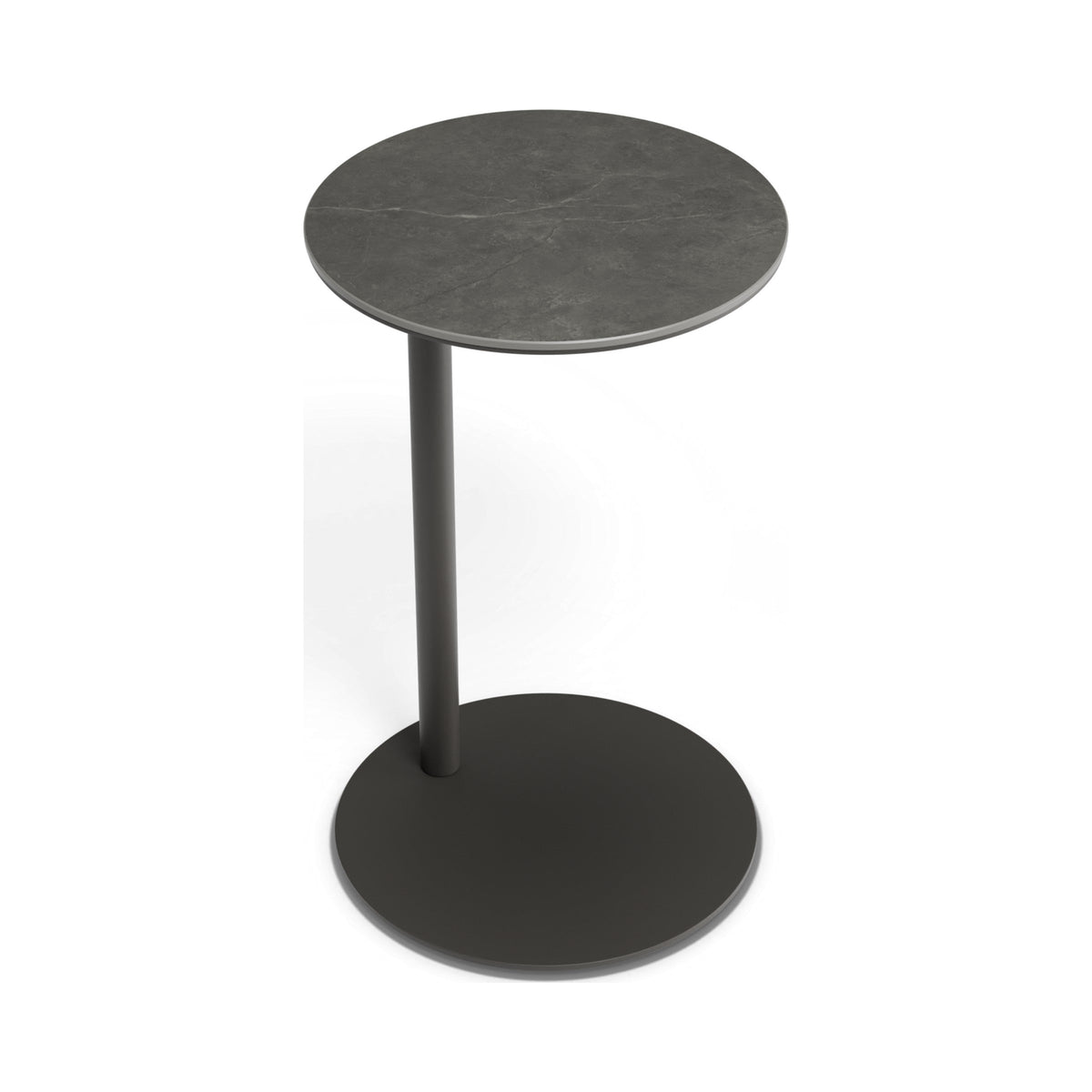 Lira side table in charcoal, viewed from above