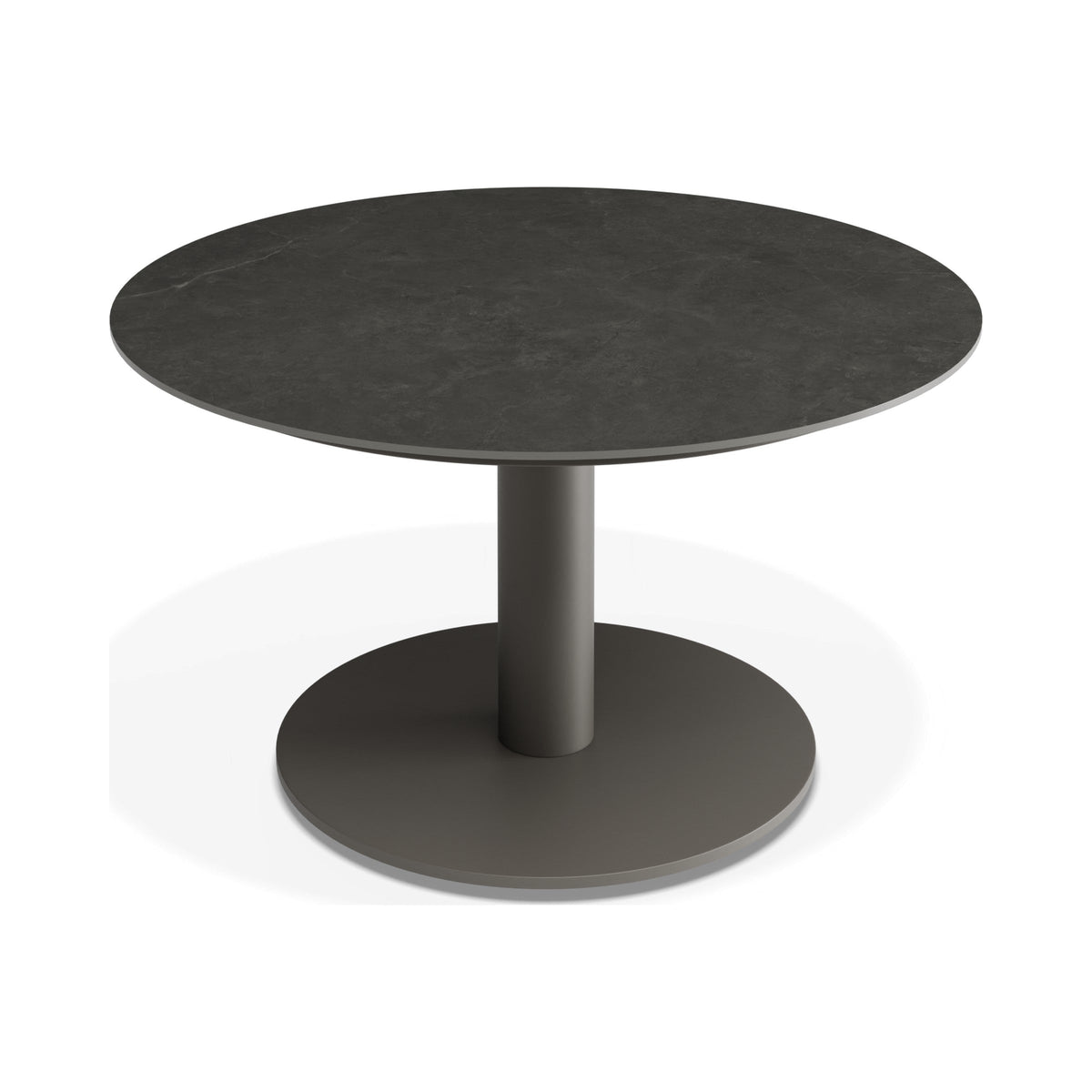 Loma 700 mm coffee table in charcoal with Basalt ceramic top, side view
