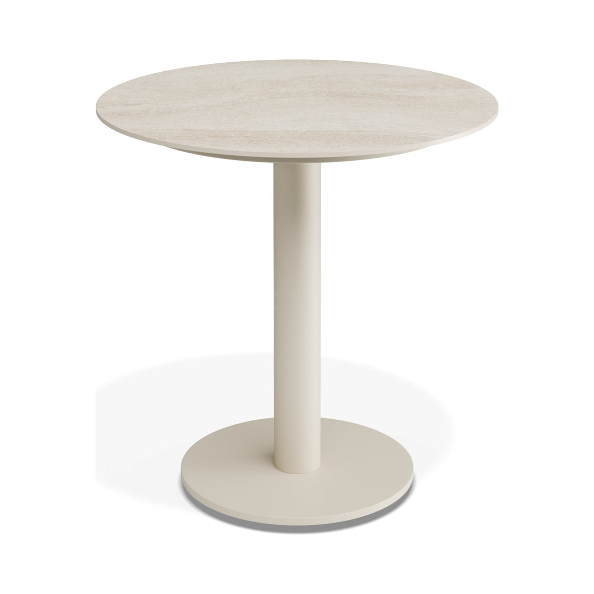 Loma side table in latte with Dune ceramic top, three-quarter view
