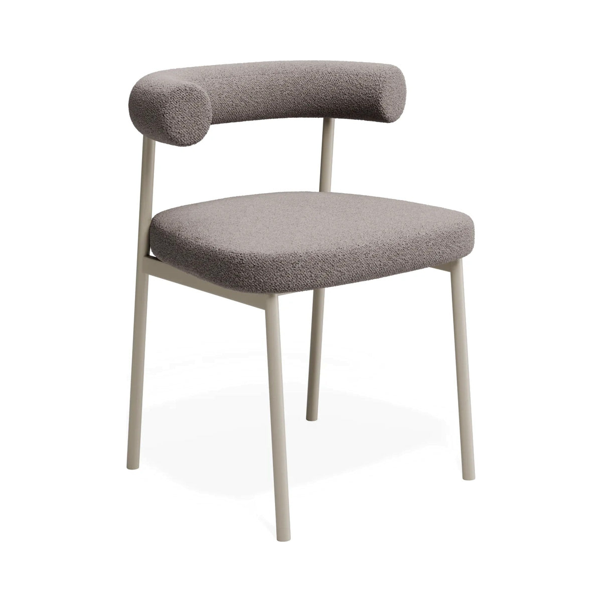 Marlowe Dining Chair in Oyster Grey with pale grey legs, three-quarter view