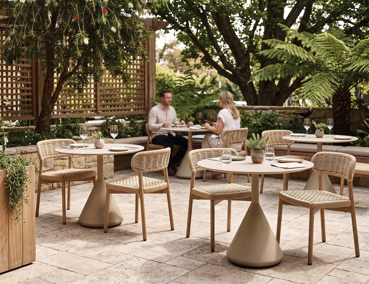 Maya Outdoor Dining Chair in a styled interior