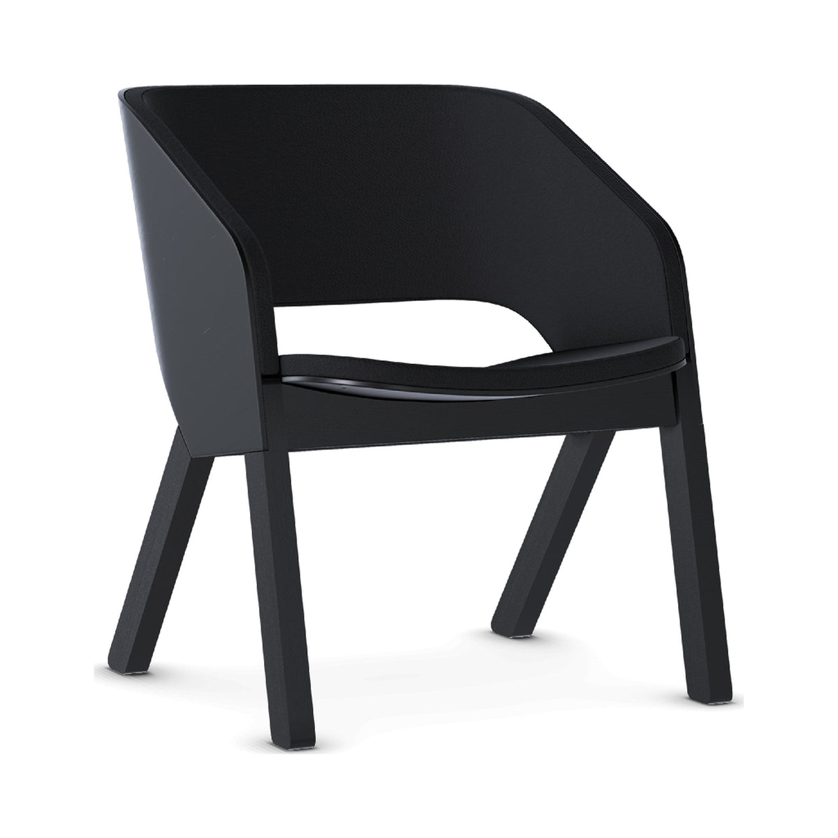 Merano Lounge Armchair with a black frame and black upholstery