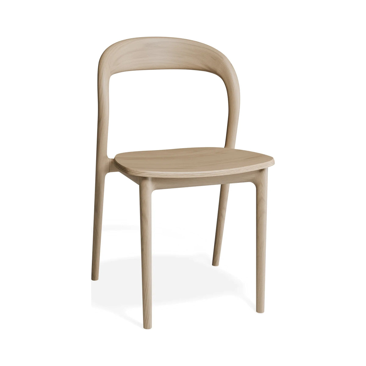 Mia Chair in natural ash, three-quarter view