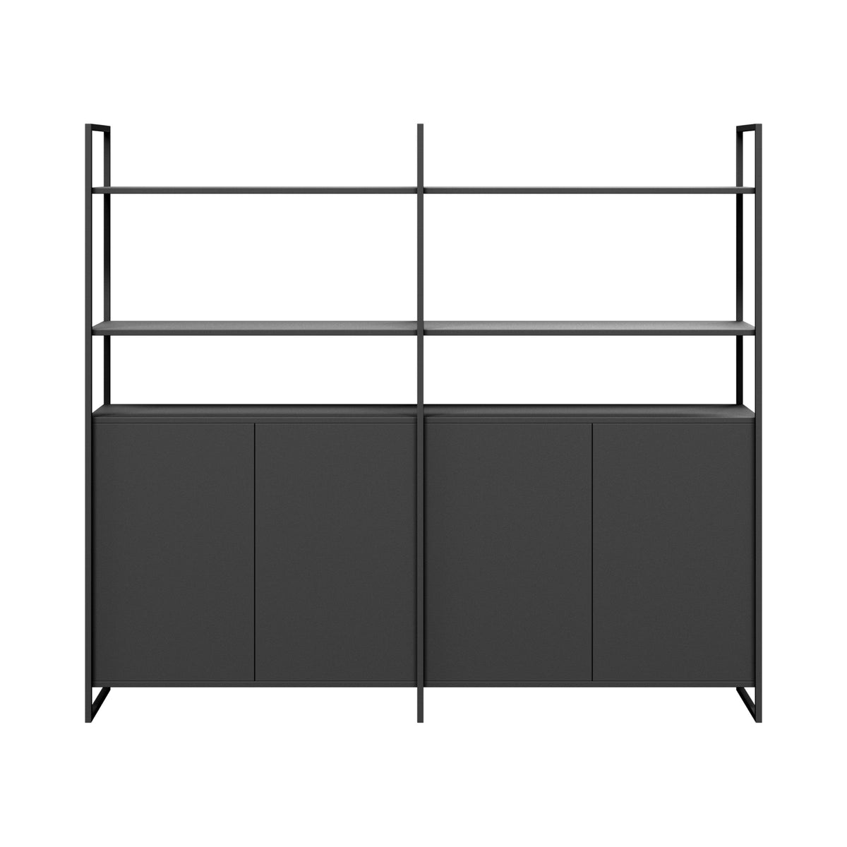 Nero Duo welded storage unit in black, front view