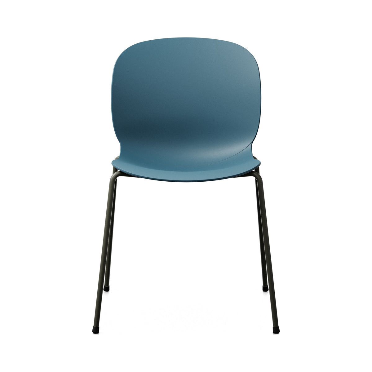 Noor 4-Leg Chair in teal blue, front view
