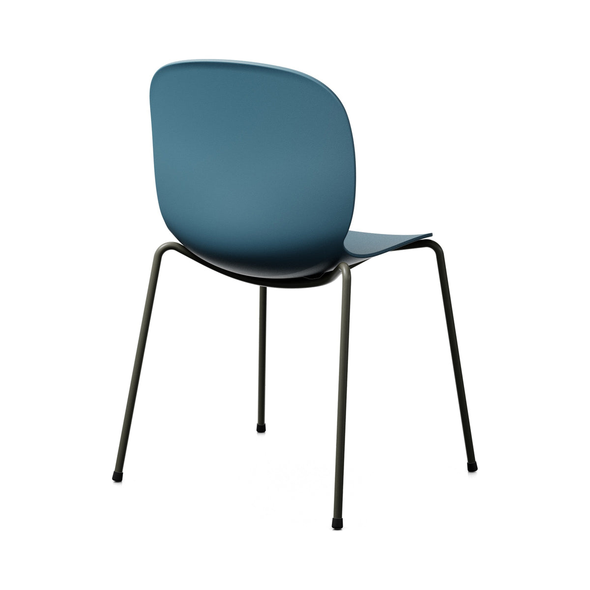 Noor 4-Leg Chair in teal blue, three-quarter view