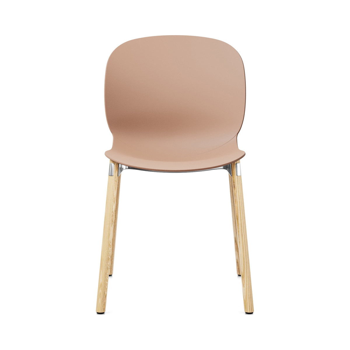 Noor Wooden Leg Chair in coral, front view