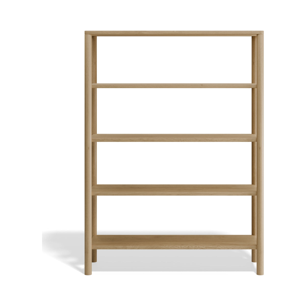 Nordica tall bookcase in natural oak, front view