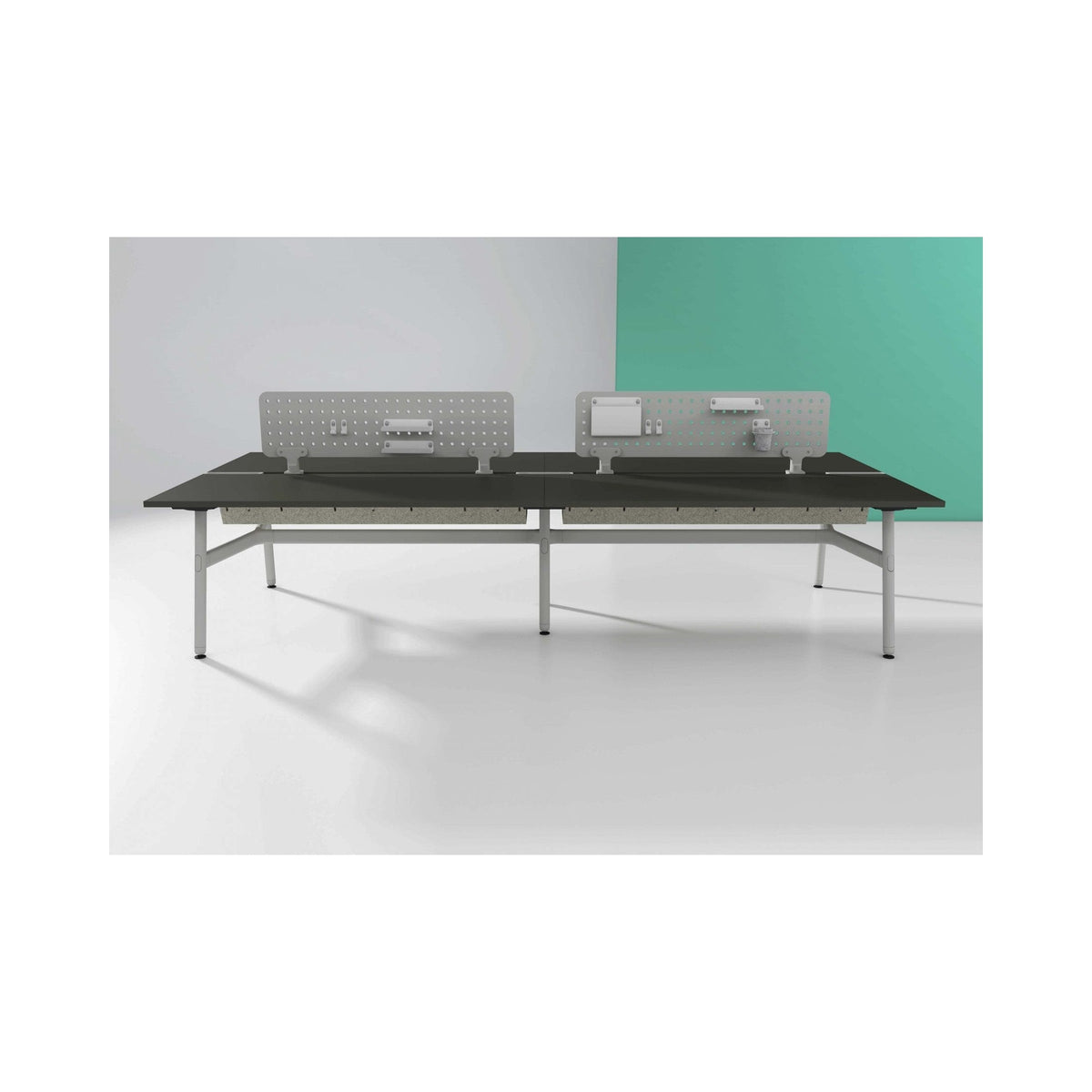 Okidoki workstation with grey screens