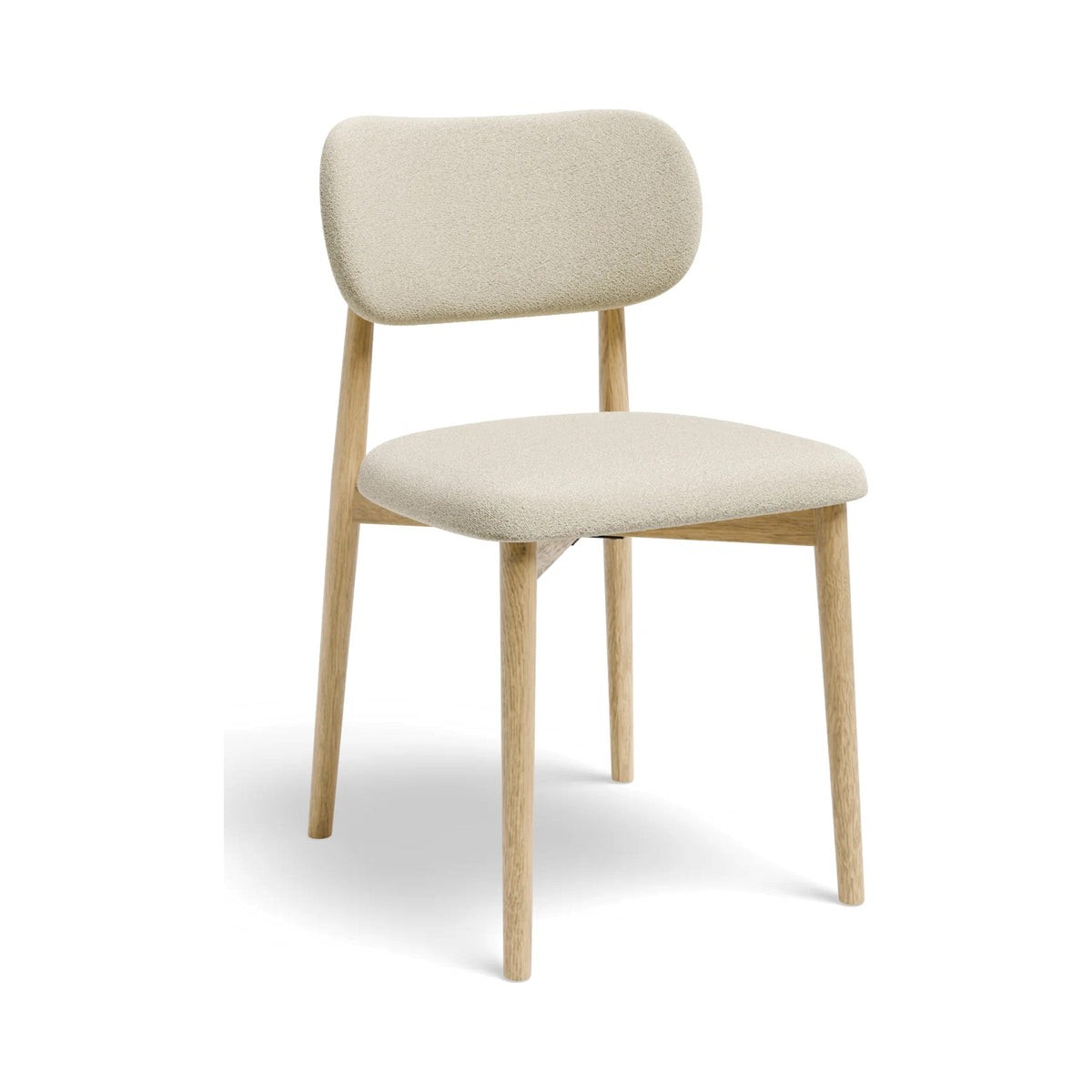 Oskar Dining Chair in Ivory Cream boucle, three-quarter view