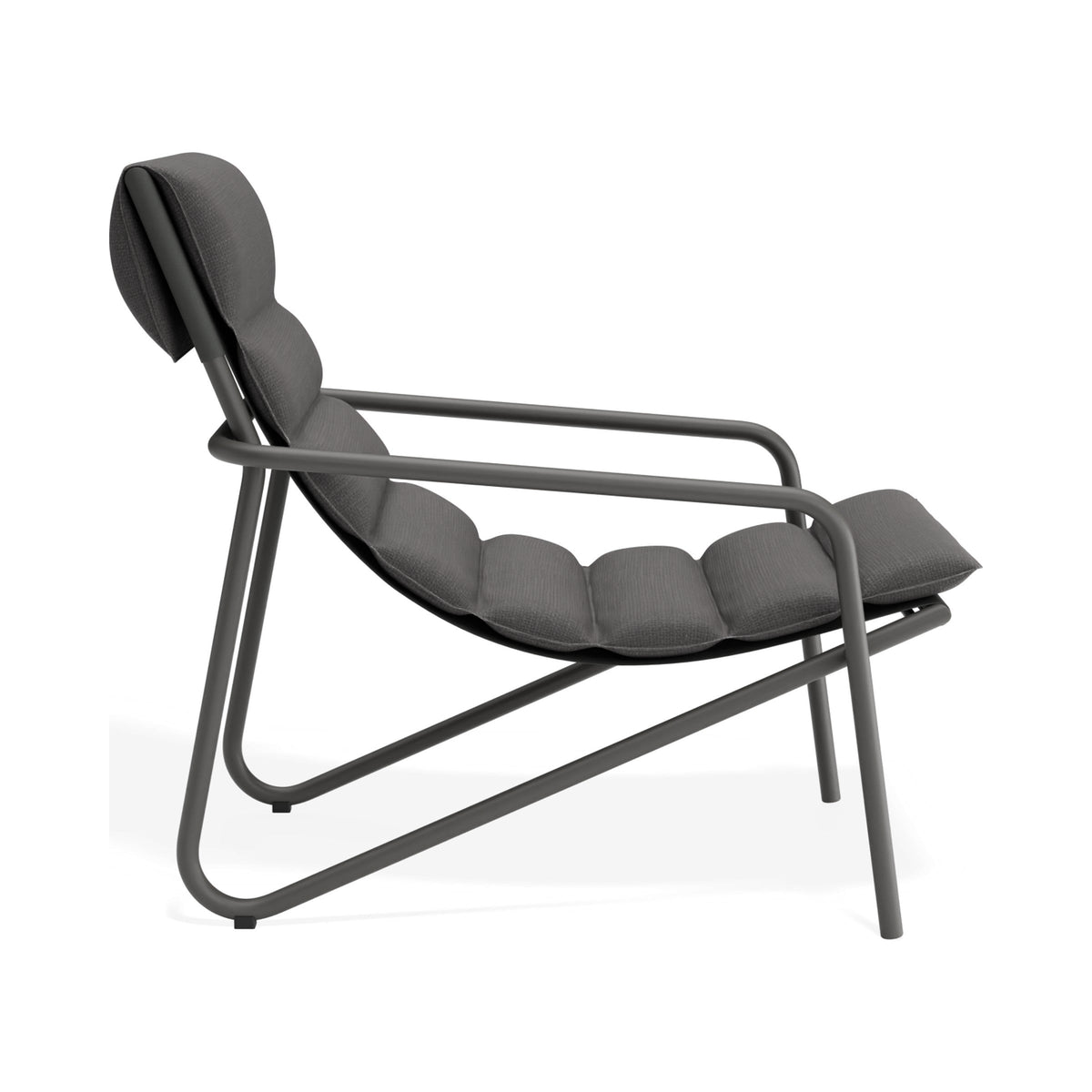 Paloma lounge chair in charcoal, side view