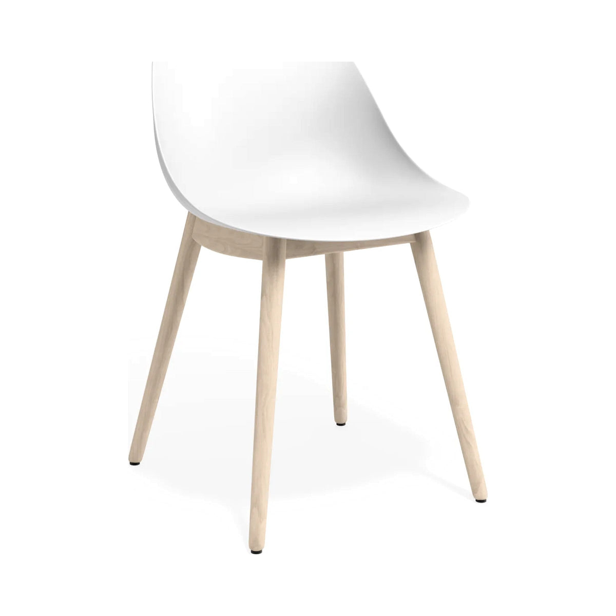 Pebble Chair with a white shell on a natural beechwood base