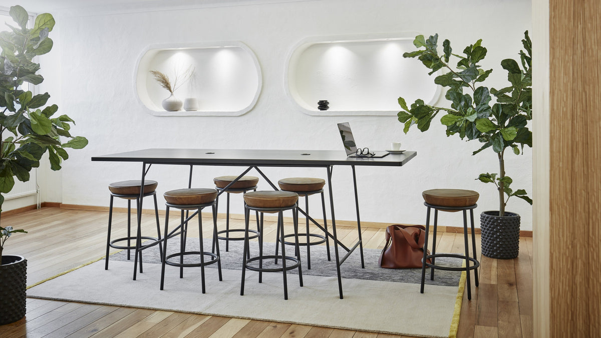 Piano tables in a hotel bar and workspace