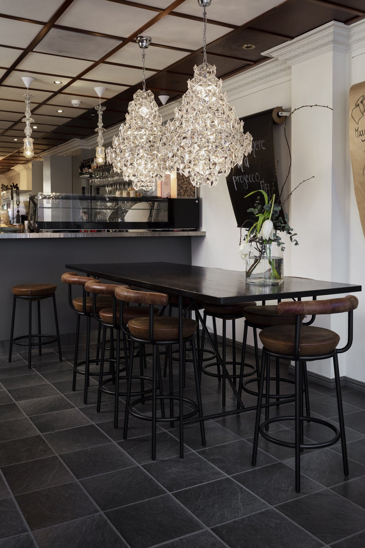 Pod bar stools at a hotel bar