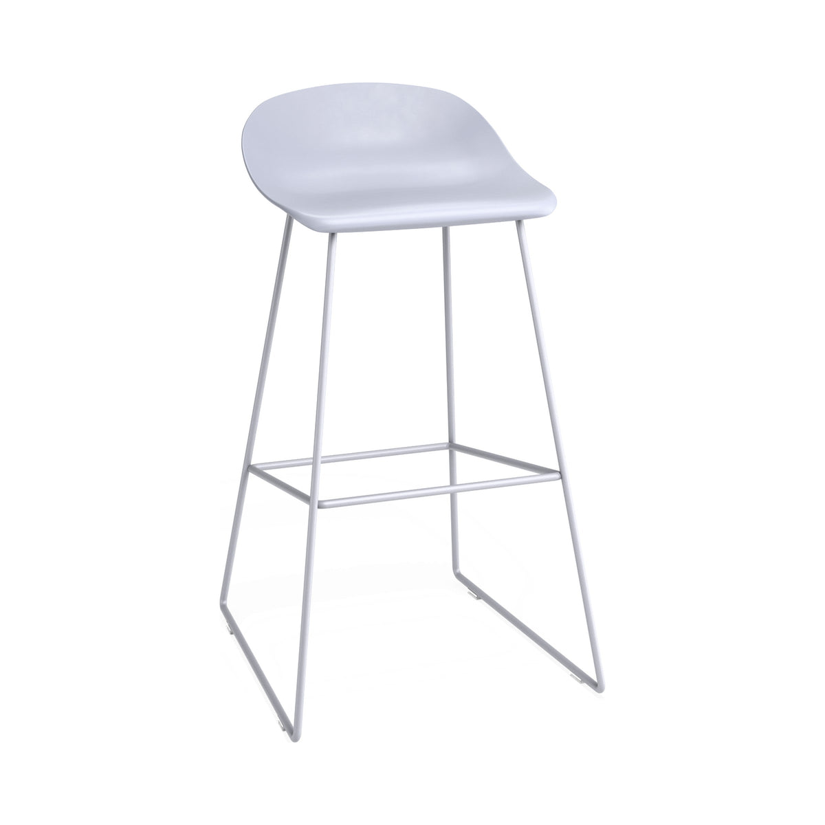 Pop Stool in Powder Blue, bar height, three-quarter view