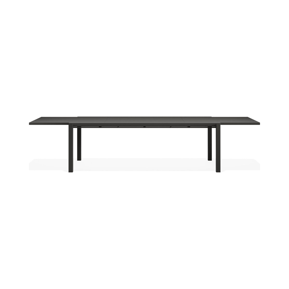 Reflect outdoor table in charcoal, extended, side view
