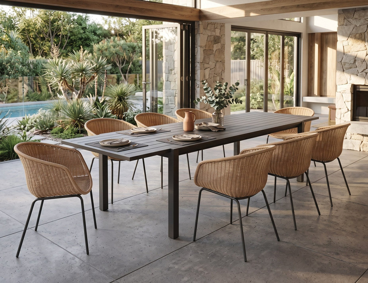 Reflect Outdoor Extendable Table in a styled interior