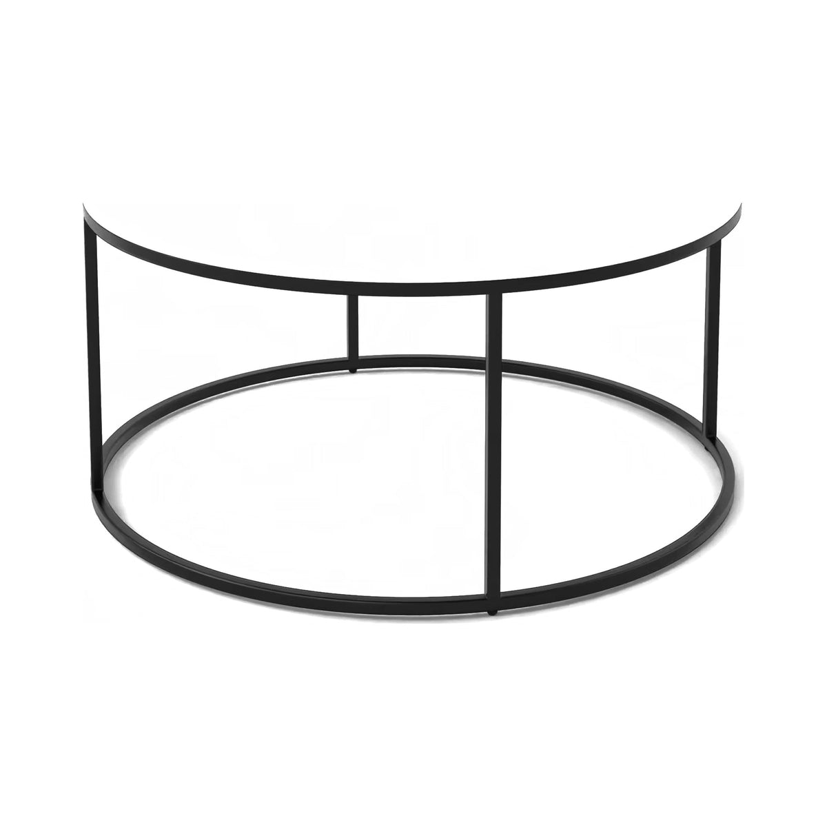 Ring coffee table frame in black with a round white top