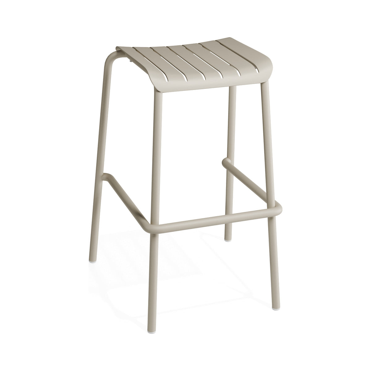 Roku backless bar stool in latte, three-quarter view